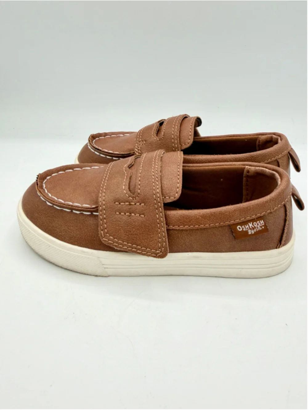OshKosh B'gosh Boys Brown Boat Shoes Loafers Hook & Loop Toddler Size 9M